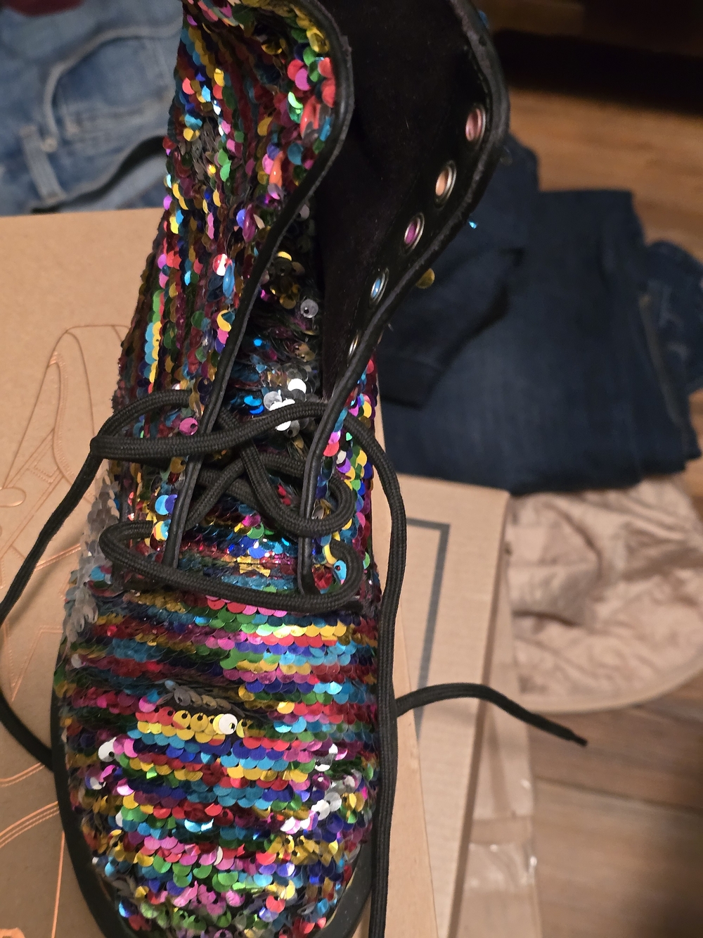 Dr. Martens Multicolor Sequin Combat Boots